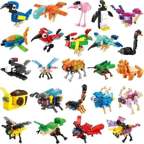 Miniatura 12 de BRICHBROW Recuerdos de fiesta para niños, paquete de 12 bloques de construcción de animales para bolsas de regalos, rellenos de calcetines, premios