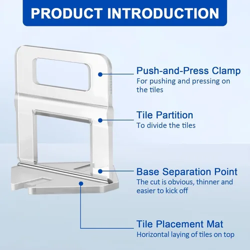 Miniatura 3 de DGSL Clips para sistema de nivelación de azulejos, 500 piezas de espaciadores niveladores de azulejos, sistema de nivelación de azulejos