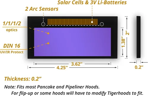 Miniatura 2 de Lente de soldadura HD de oscurecimiento automático, lente de filtro de soldadura de color verdadero de 2 x 4.25 pulgadas, con 2 piezas de repuesto
