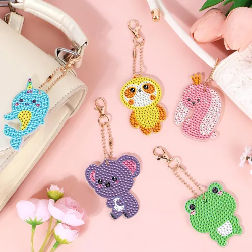 Miniatura 4 de EAPHANT Kits de arte de diamantes para niños, llaveros de gemas y calcomanías, regalos de pintura para niñas de 4 a 8 a 12 años, juguetes de artes