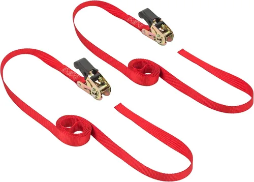 PowerTye - Correa de trinquete sin fin - 1 pulgada x 7 pies de fácil agarre (sin cadera), correa de amarre con límite de carga de trabajo de 400 Rojo
