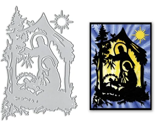 Hying Troqueles de corte de religión de Navidad para hacer tarjetas, troqueles de Jesús Nativity, marco de oración, plantillas en relieve para