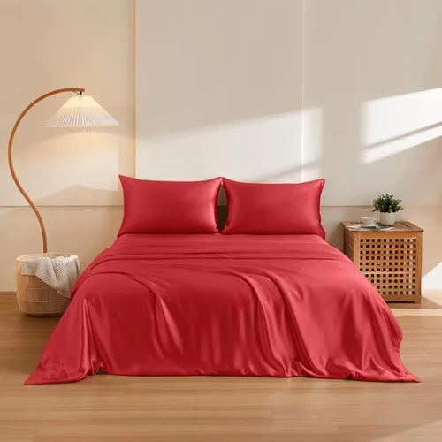 Miniatura 14 de THXSILK Juego de funda de edredón de seda de morera 100% pura de 3 piezas, ropa de cama de lujo ultra suave de grado 6A+, sábanas de seda