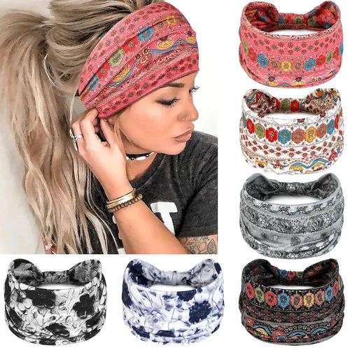 Miniatura 21 de Awumbuk Diademas anchas para mujeres anudadas antideslizantes bandas para la cabeza suaves diadema turbante accesorios para el cabello boho africano
