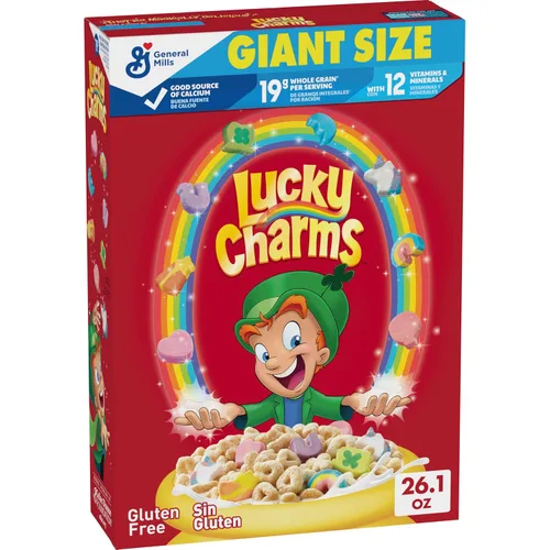 Miniatura 13 de Lucky Charms Cereal sin gluten con malvaviscos, cereales para el desayuno para niños, hecho con grano entero, tamaño grande, 14.9 onzas