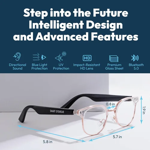 Miniatura 3 de Lentes inteligentes Bluetooth de audio, auriculares inalámbricos con lente de bloqueo de luz azul, micrófono, altavoz, música de oído abierto