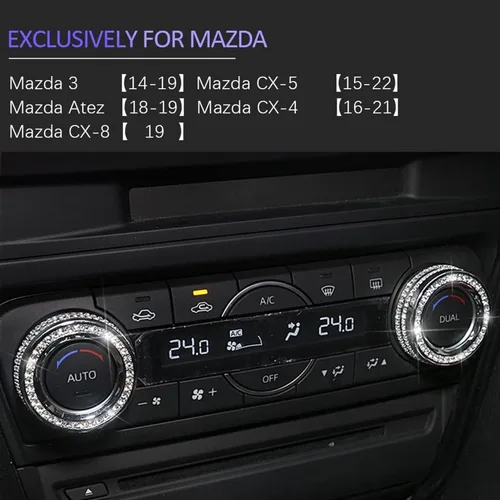 Miniatura 2 de Tapones para pomos de aire acondicionado, compatibles con Mazda 3 (2014-2018), cristal, decoración