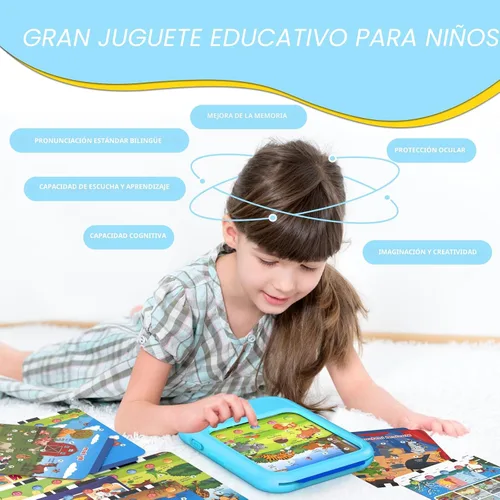 Miniatura 3 de Tableta de aprendizaje educativo para niños, juguete educativo para aprender alfabetos, colores, números, alimentos, parque jurásico, animales