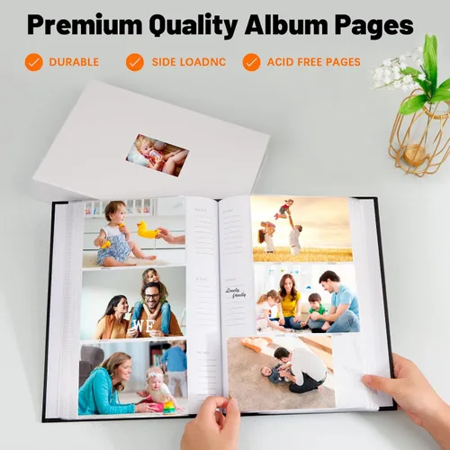 Miniatura 7 de Aevdor - Álbum de fotos de 4 x 6 con capacidad para 360 fotos, cubierta de cuero con áreas de notas para fotos de graduación, bodas, niños, familia