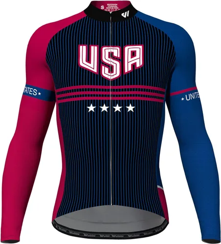 Lo.gas Camiseta de ciclismo de Estados Unidos para hombre, manga corta, camisetas de ciclismo con bandera americana, ropa de bicicleta de carretera