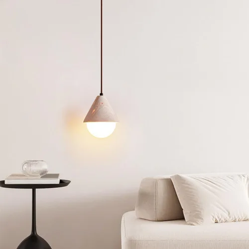 Miniatura 7 de Lámpara colgante de travertino amarillo contemporánea, lámpara de techo ajustable con pantalla de vidrio blanco leche, lámpara de techo ajustable