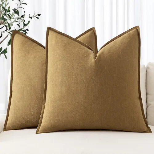 Miniatura 47 de MIULEE - Juego de 2 fundas de almohada decorativas de lino, estilo bohemio, rústico, neutral, para sofá, cama, 16 x 16 pulgadas, color marrón