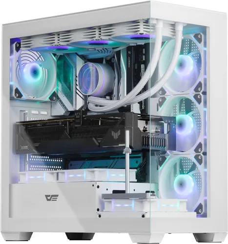 darkFlash Chasis para PC ATX Torre Media, Caja de Computadora con 4 Ventiladores ARGB PWM Pre-Instalados, Caja para PC Gaming con Vista Completa de