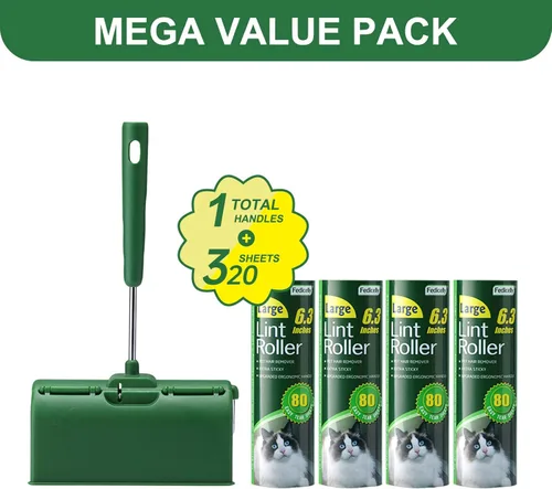 Miniatura 2 de Fedicelly Rodillos de pelusa grandes para pelo de mascotas extra pegajosos para muebles, removedor de pelo de gato y perro para ropa y alfombra, 6.3