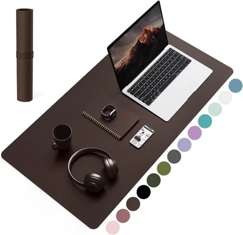 Miniatura 56 de YSAGi Almohadilla de escritorio de piel antideslizante, tapete impermeable para teclado de computadora portátil, protector de mesa y alfombrilla