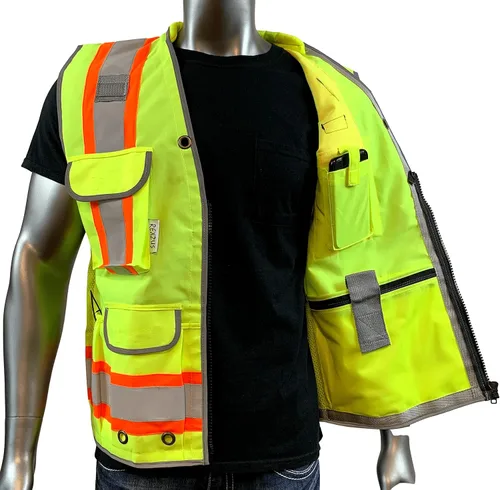 Miniatura 5 de REXZUS A Chaleco Reflectante Clase 2 Heavy Woven Dos Tonos Ingeniero Hi Viz Chaleco de Seguridad 3M 8712 Cinta Amarillo