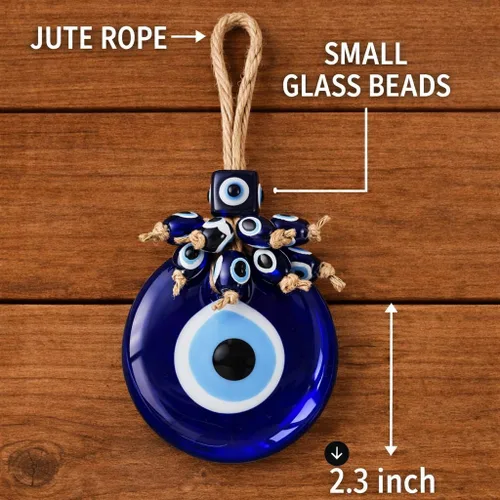 Miniatura 3 de Adorno decorativo turco de ojo turco de 2.3 pulgadas, colgante de pared azul de ojo turco para colgar en una caja, decoración de pared con dije de 1