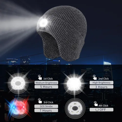 Miniatura 19 de Gorro Bluetooth con auriculares ligeros e inalámbricos, micrófono integrado y altavoces estéreo mejorados con música