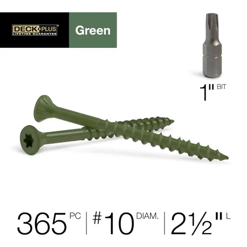 Miniatura 4 de Deck Plus Tornillos para Madera Exterior y Cercas con Revestimiento Epoxi de 2-1/2 Pulgadas #10 x 2-1/2" Torx/Star Drive Incluido Rosca Gruesa, Verde