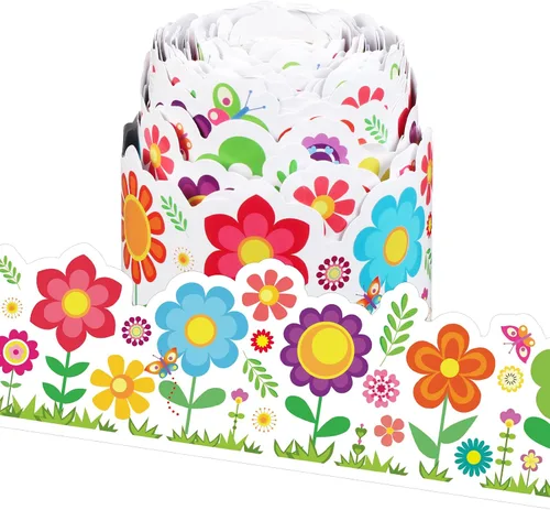 Miniatura 32 de Panelee Let's Fiesta Border - Tablero de anuncios de 68.9 pies, con borde de mariposas, flores, abeja, espacio, inspirador, linda decoración