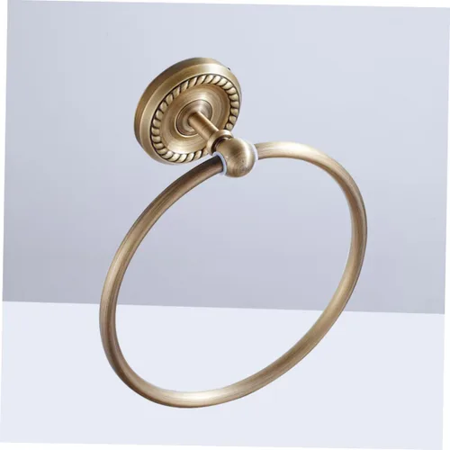 Miniatura 5 de Antique Brushed Brass Towel Ring Hanging Towel Rack Wall Mounted Round Bathroom Accessory for Home Hotel School Bathroom Decor
