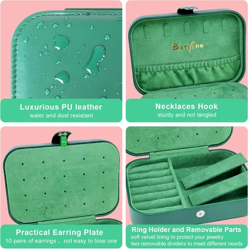 Miniatura 4 de batifine Estuche de joyería de viaje, organizador de joyas pequeño de piel sintética para mujeres y niñas, caja de joyería de viaje de 2 capas