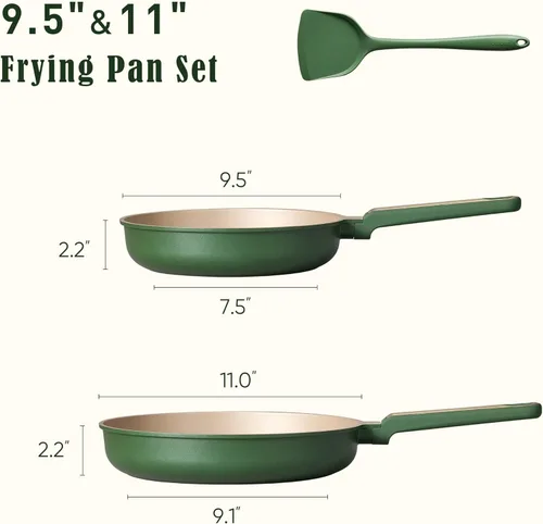 Miniatura 5 de CAROTE 9.5'' y 11'' Sartenes para Freír Antiadherentes, Sartén para Saltear, Sartén Antiadherente para Huevos, Sartenes para Tortillas, Saludables