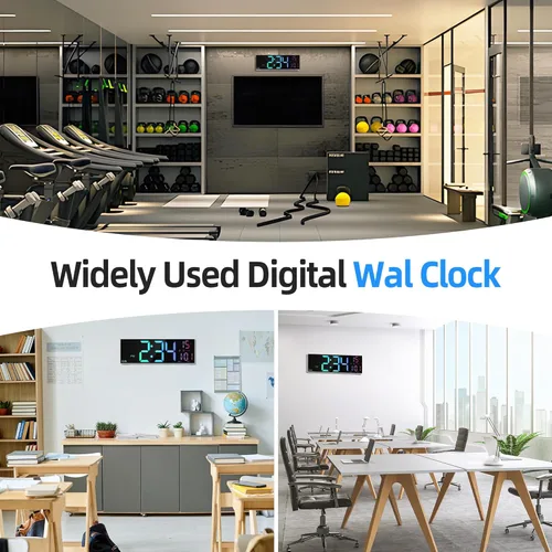 Miniatura 7 de LEIKE Reloj de pared digital grande de 16.2 pulgadas con control remoto, LED grande, alarma dual, 8 colores RGB, brillo automático, fecha, DST