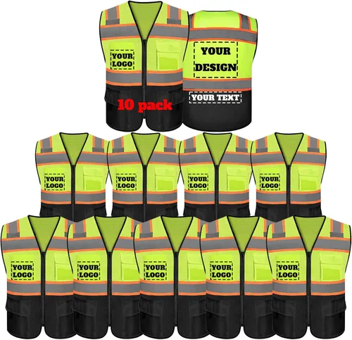 Miniatura 43 de Chaleco de seguridad reflectante de alta visibilidad con 5 bolsillos y cremallera clase 2 para adultos, unisex, ropa de trabajo de seguridad