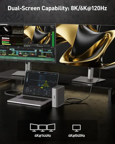 Miniatura 3 de Maxonar Cable Thunderbolt 5 de 80 Gbps de 4 pies, carga de 240 W, pantalla dual de 8K, 3 veces más rápido que TB4 para editores de video de 16 K