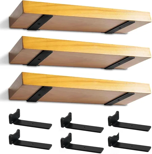 Soportes para estantes flotantes de servicio pesado industriales, soporte de estante en L de 1/5 pulgadas de grosor, acero sólido premium, soportes