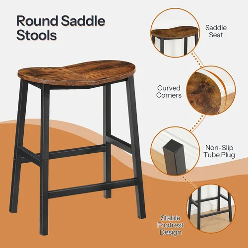 Miniatura 5 de HOOBRO Juego de 2 taburetes de bar, taburetes de bar de altura de mostrador, taburetes de bar de 23.6 pulgadas para encimera de cocina, taburetes