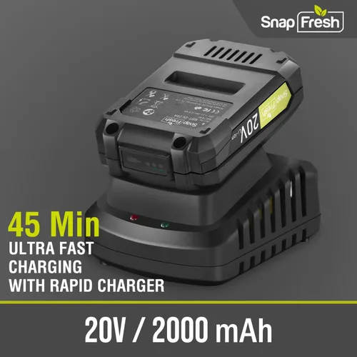 Miniatura 8 de SnapFresh Soplador de hojas inalámbrico Soplador eléctrico de hojas de 20 V con batería de 2.0 Ah y cargador Soplador de hojas ligero de 2