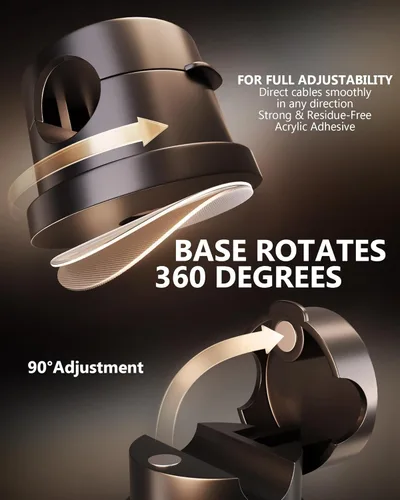 Miniatura 3 de Soporte de Cable Magnético Organizador de Cables con Rotación de 360°, Juego de 6 Clips de Cable [1s Lock] Organizadores de Escritorio Adhesivos