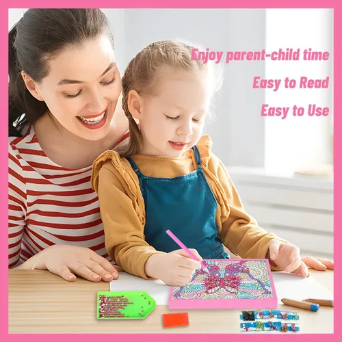 Miniatura 6 de ZUYUSUT Kits de pintura artística de diamantes para niñas de 5 a 12 años, kits de arte y manualidades, kits de gemas por números con marco de madera