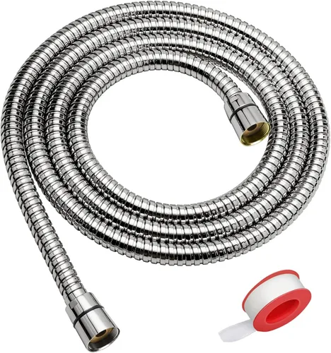 Miniatura 10 de Blissland Manguera para alcachofa de mano, 69 pulgadas extra larga, de acero inoxidable, con inserto de latón y tuerca - Duradera y flexible (cromo)
