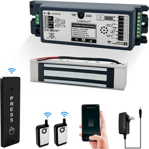 Control de acceso WiFi de 2.4 GHz, 400 libras, fuerza de retención electromagnética, kit de sistema de bloqueo de puerta magnético eléctrico con