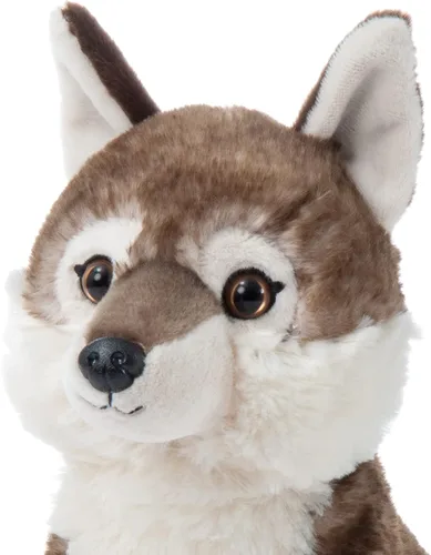 Miniatura 8 de The Petting Zoo Peluche de lobo de madera, regalos para niños, animales salvajes del zoológico Onez, juguete de peluche de lobo de madera sentado