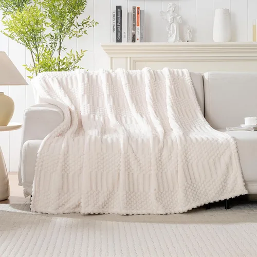 Manta de Tiro Beige de 50 x 70 pulgadas, forro polar suave y esponjoso, bonita y estética, perfecta para sofá, sillón, silla, cama, sala de estar y