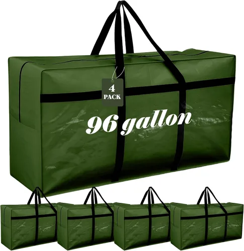 Miniatura 9 de 4 Piezas Bolsas de Mudanza Grandes con Cremallera y Asas Bolsas de Lona Tipo Duffle Plegables de Almacenamiento Extra Resistentes Extra Grandes
