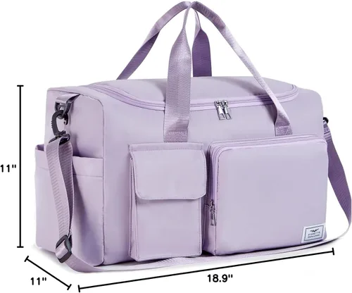 Miniatura 7 de FIORETTO - Bolsa de deporte para mujer con compartimento para zapatos, capacidad de 37 litros, ideal para viajes, gimnasio, deportes, fines de semana