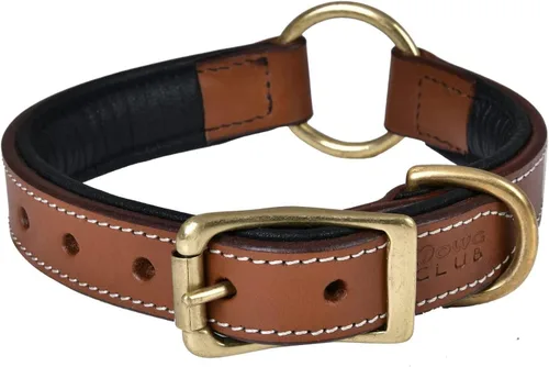 Miniatura 17 de Collar de perro de cuero para perros medianos, marrón, 1 pulgada de ancho, cuero genuino de grano completo, resistente con acolchado interior suave