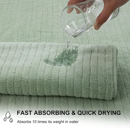 Miniatura 6 de Mistyrose Toalla de diseño acanalado (verde, toallas de baño de 4 piezas)