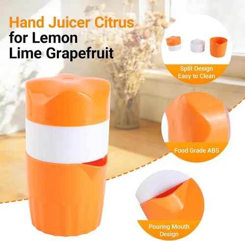 Miniatura 3 de Exprimidor de naranja, exprimidor de mano exprimidor de cítricos, tapa manual, rotación, prensa escariador para limón, lima, pomelo con colador