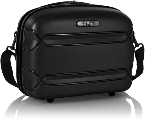 Heys Milos Beauty Case Lightweight & Duraflex - Carcasa texturizada y colores metálicos, funda con correa ajustable, color verde azulado, Negro -,