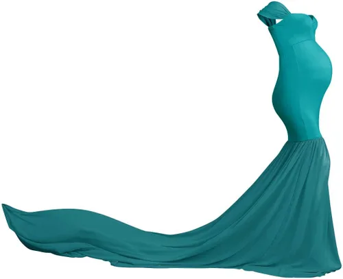Miniatura 2 de Vestido de maternidad para mujer para fotografía, sirena con hombros descubiertos, ajustado, vestido de gasa, holgado, para baby shower, maxi