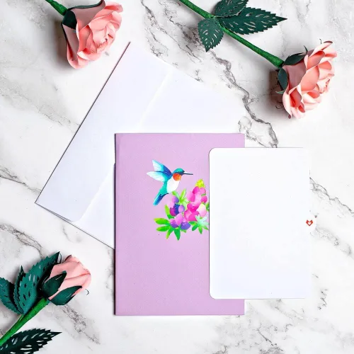 Miniatura 8 de Lovepop Lupine - Tarjeta emergente de colibrí – Tarjetas de felicitación emergentes de colibrí – Tarjeta de cumpleaños 3D – 5 x 7 pulgadas – Sobre