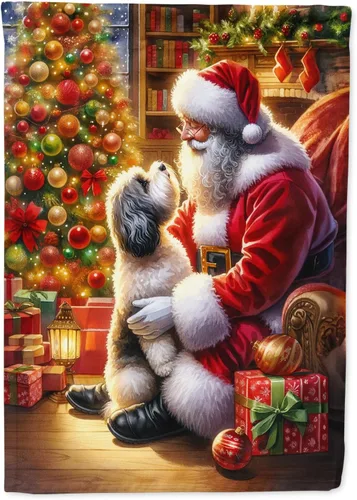 Miniatura 48 de Caroline's Treasures DAC4159CHF - Bandera de casa de Husky siberiano y Papá Noel para porche, grande, para colgar en la pared, poliéster