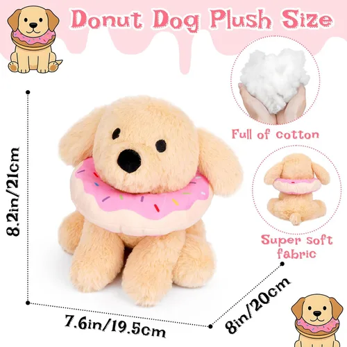 Miniatura 5 de Labradoodle - Juguete de peluche para perro, de 8 pulgadas, con dona extraíble, para niños y niñas, súper suave, peluche, lindos peluches