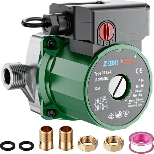 Miniatura 8 de ZeroPone Bomba de Recirculación de Agua Caliente, Bomba Circuladora de Agua, Bomba de Circulación Automática de 120W 110V, Cabezal de Acero